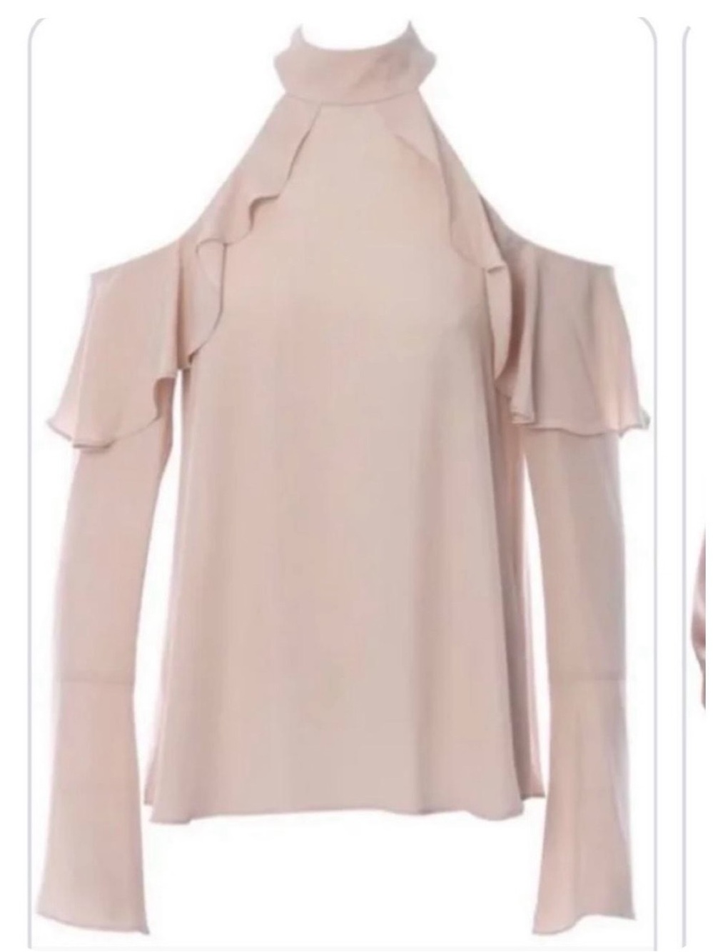Amanda Uprichard Off-Shoulder Ruffle Halter Neck Blouse - Mauve